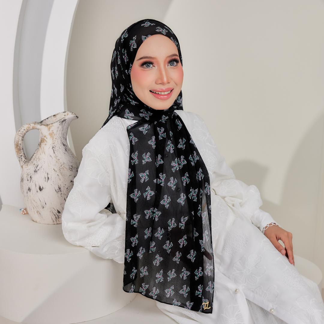 Zeez Scarves - Hanna Printed Pleated Shawl