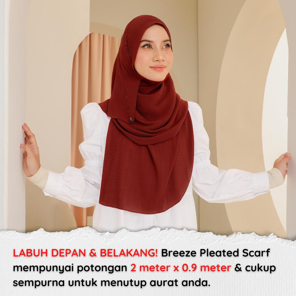 Zeez Scarves Breeze Pleated Shawl Labuh dan Lebar dengan potongan melengkung