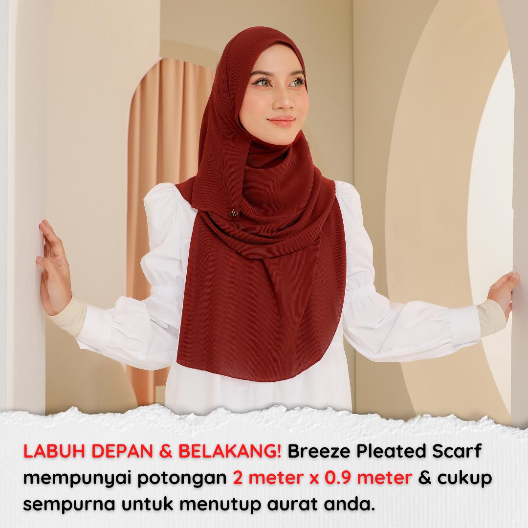 Zeez Scarves Breeze Pleated Shawl Labuh dan Lebar dengan potongan melengkung