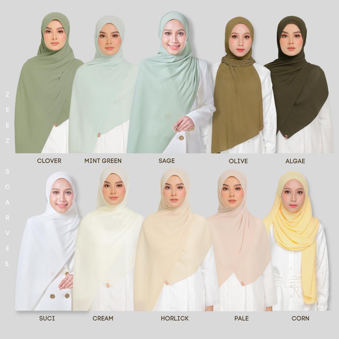 Zeez Scarves Tudung Awan Pleated Scarf Labuh dan lebar