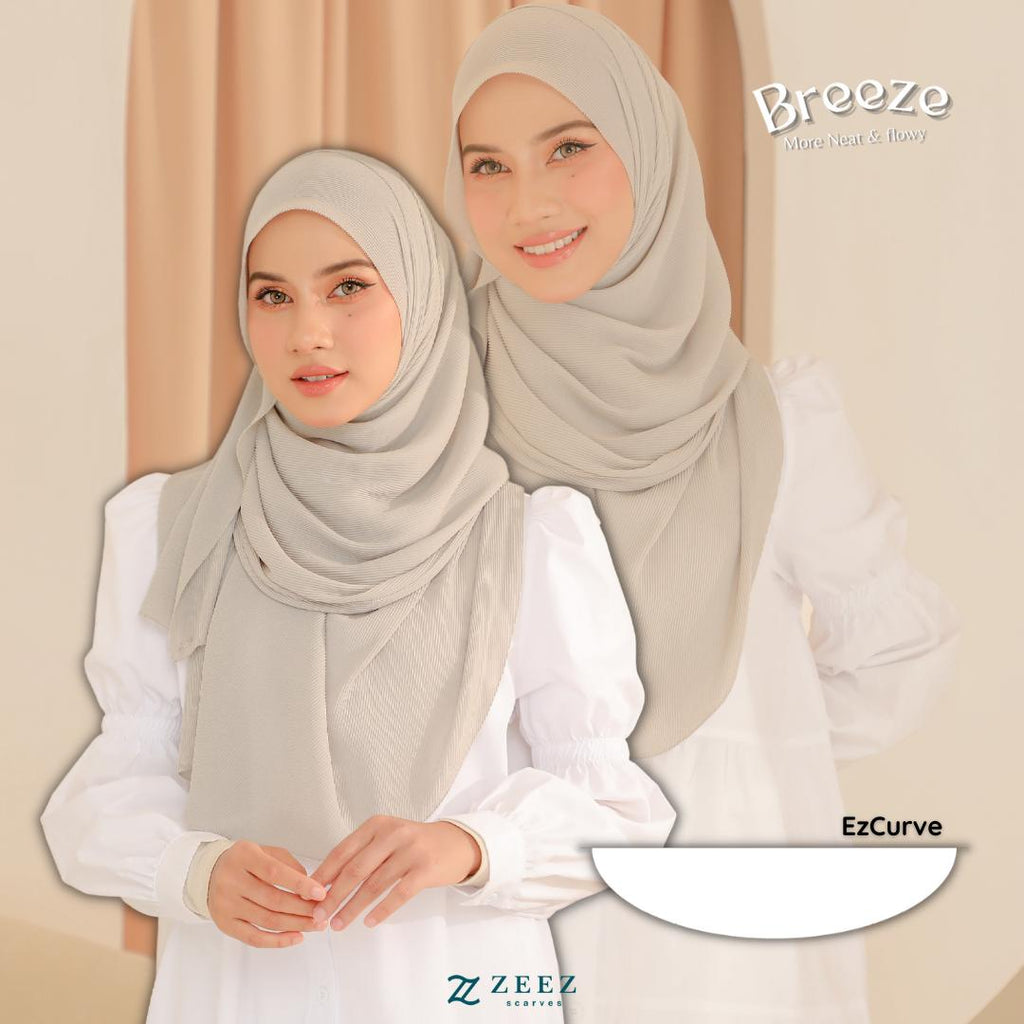 Zeez Scarves Breeze Pleated Shawl Labuh dan Lebar dengan potongan melengkung