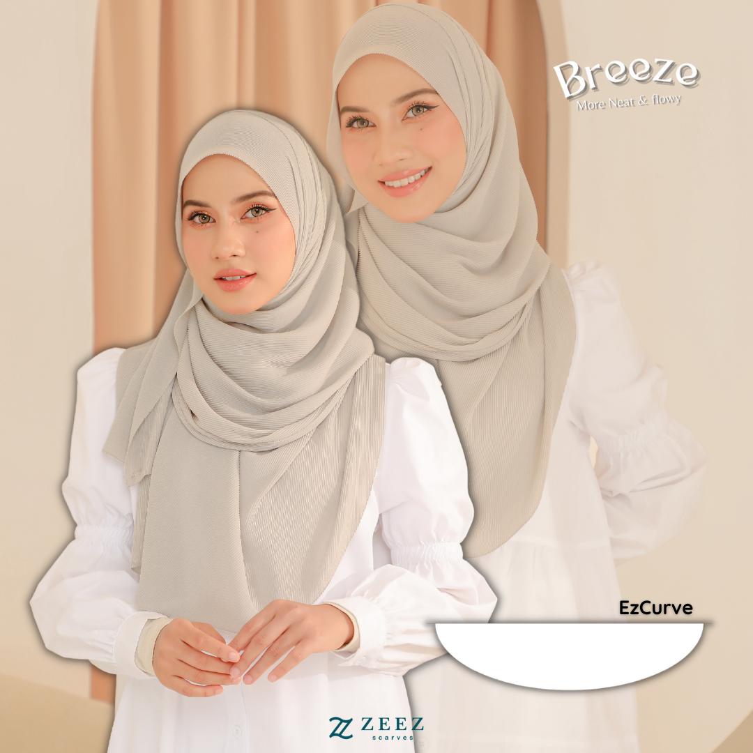 Zeez Scarves Breeze Pleated Shawl Labuh dan Lebar dengan potongan melengkung