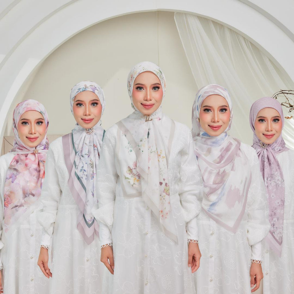 Zeez Scarves tudung bawal cotton bercorak bidang 45+