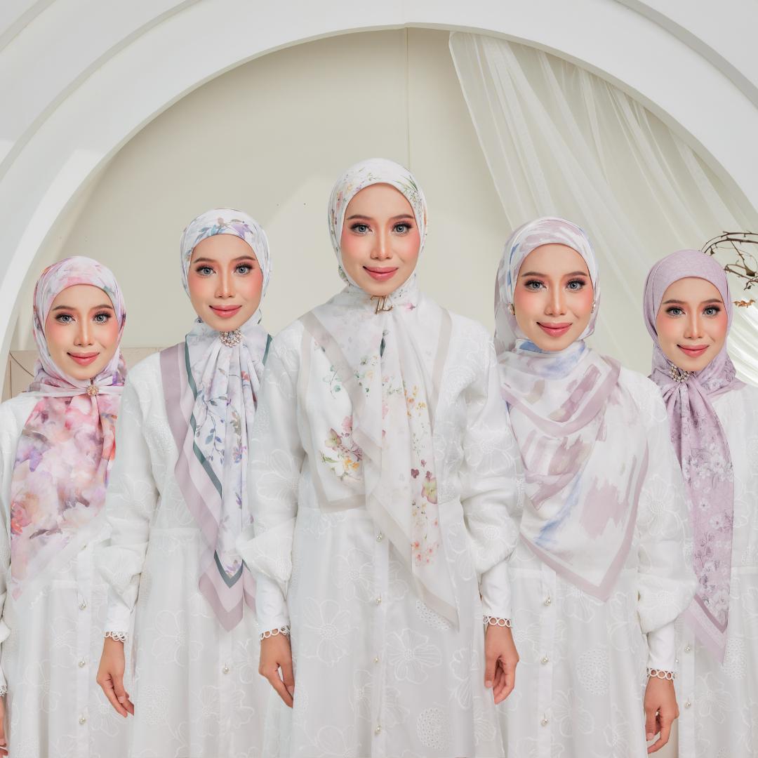Zeez Scarves tudung bawal cotton bercorak bidang 45+