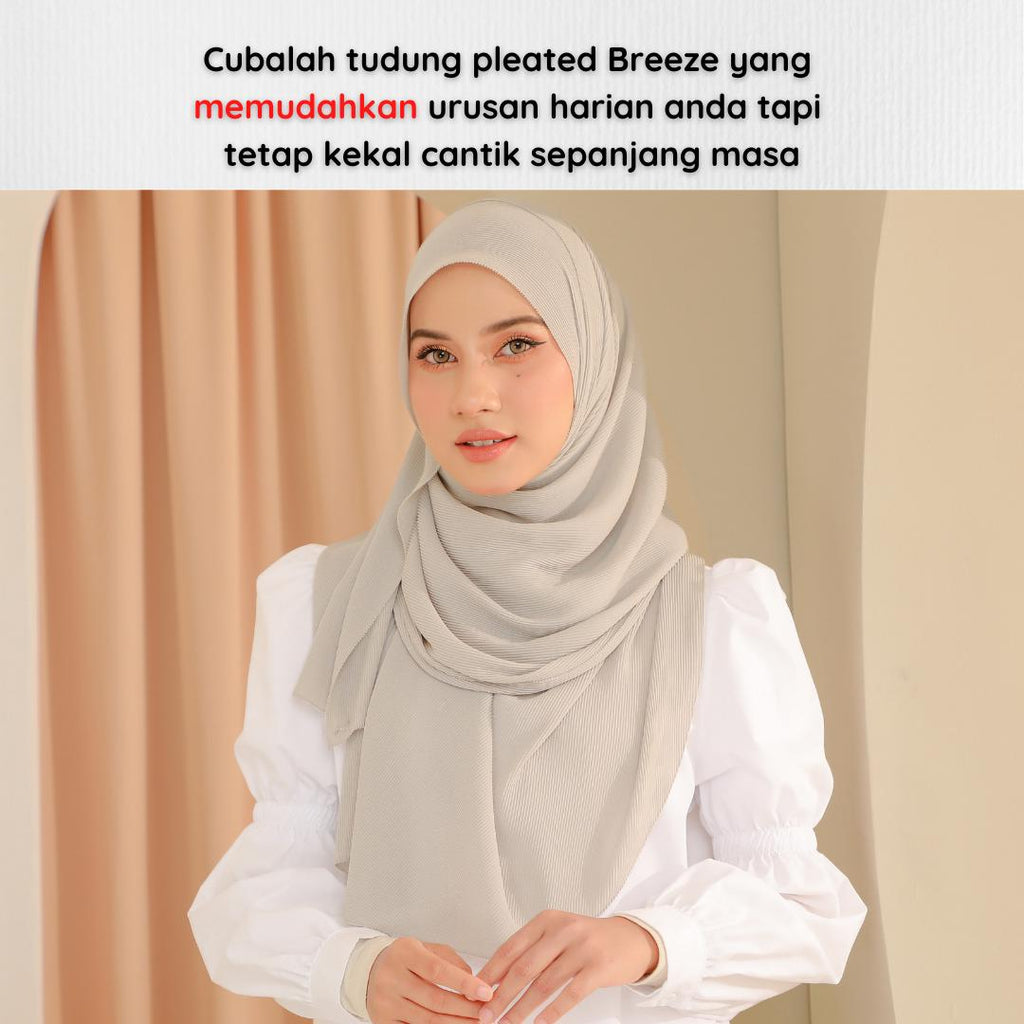 Zeez Scarves Breeze Pleated Shawl Labuh dan Lebar dengan potongan melengkung
