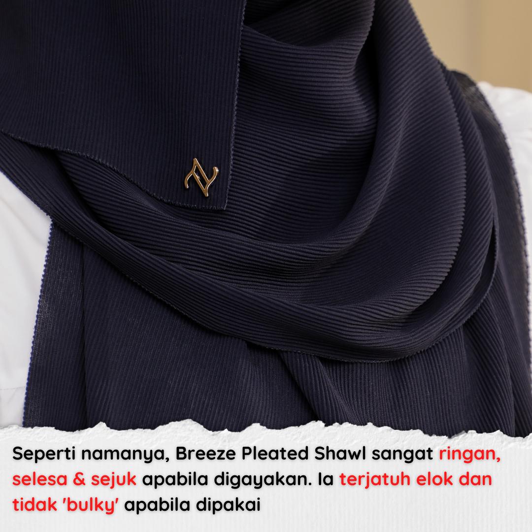 Zeez Scarves Breeze Pleated Shawl Labuh dan Lebar dengan potongan melengkung