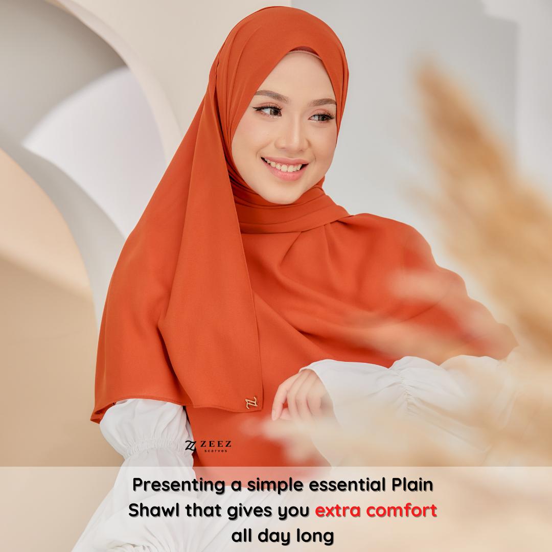 Zeez Scarves Tudung Air Plain Labuh Lebar Tak Jarang