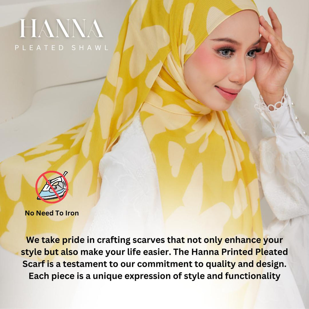 Zeez Scarves Hanna Pleated Bercorak Tak perlu iron 100%