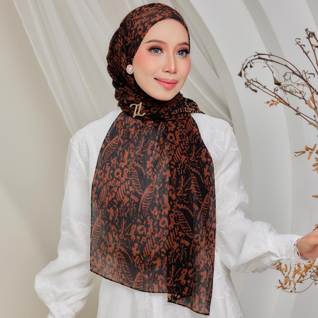 Zeez Scarves - Hanna Printed Pleated Shawl