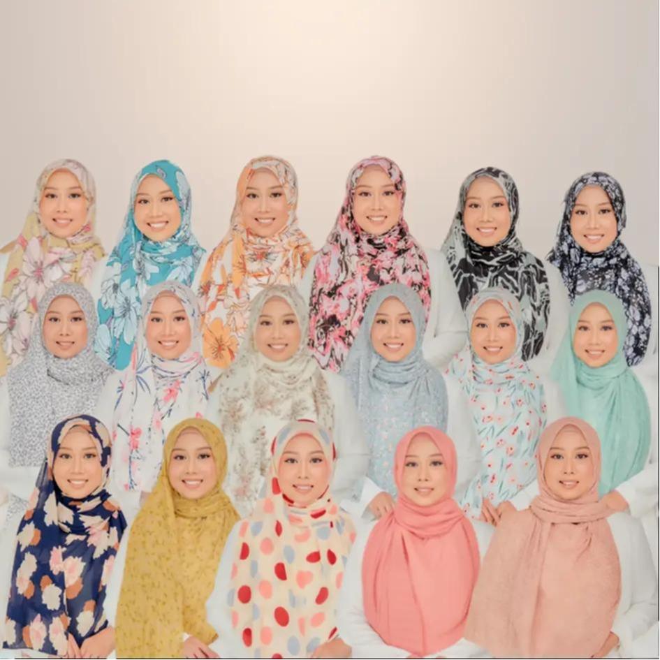 Zeezscarves Tudung Fluer Pleated Scarf Labuh dengan potongan melengkung