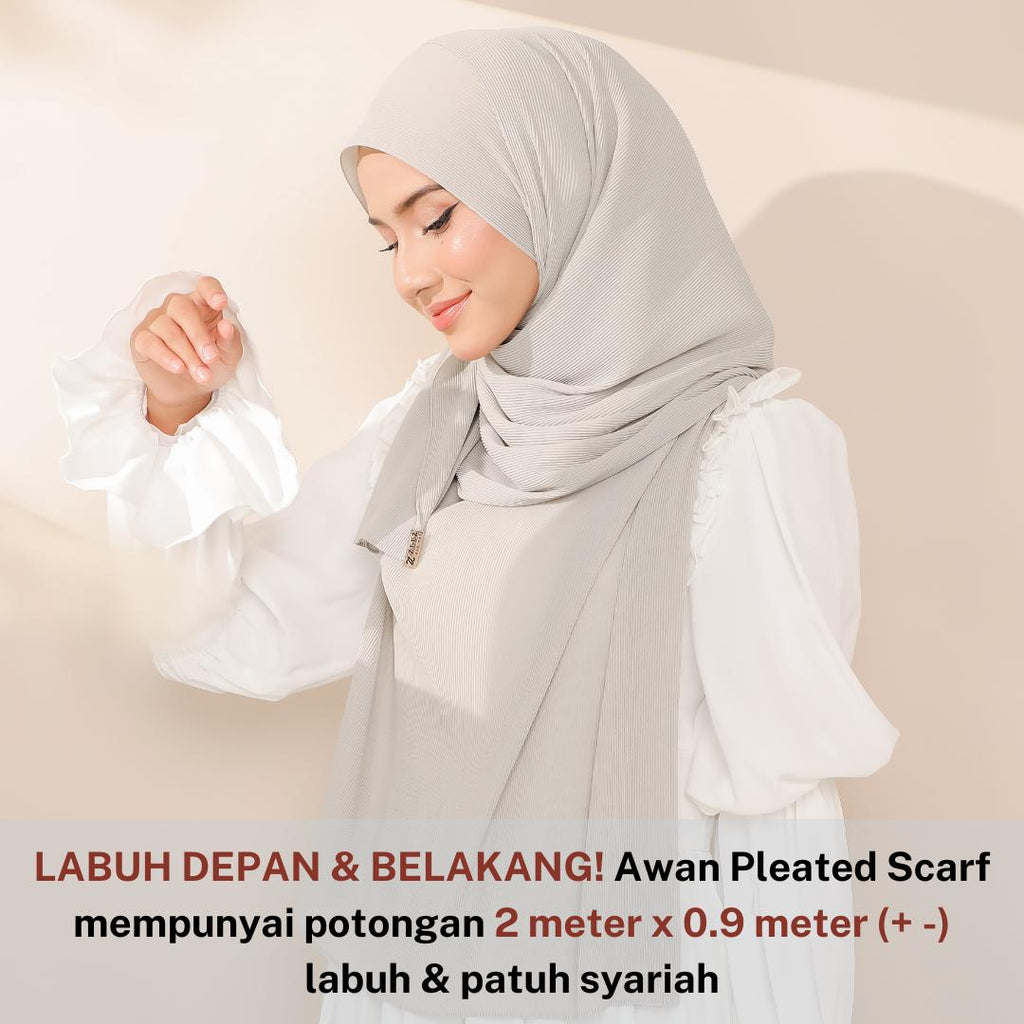 Zeez Scarves Tudung Awan Pleated Scarf Labuh dan lebar