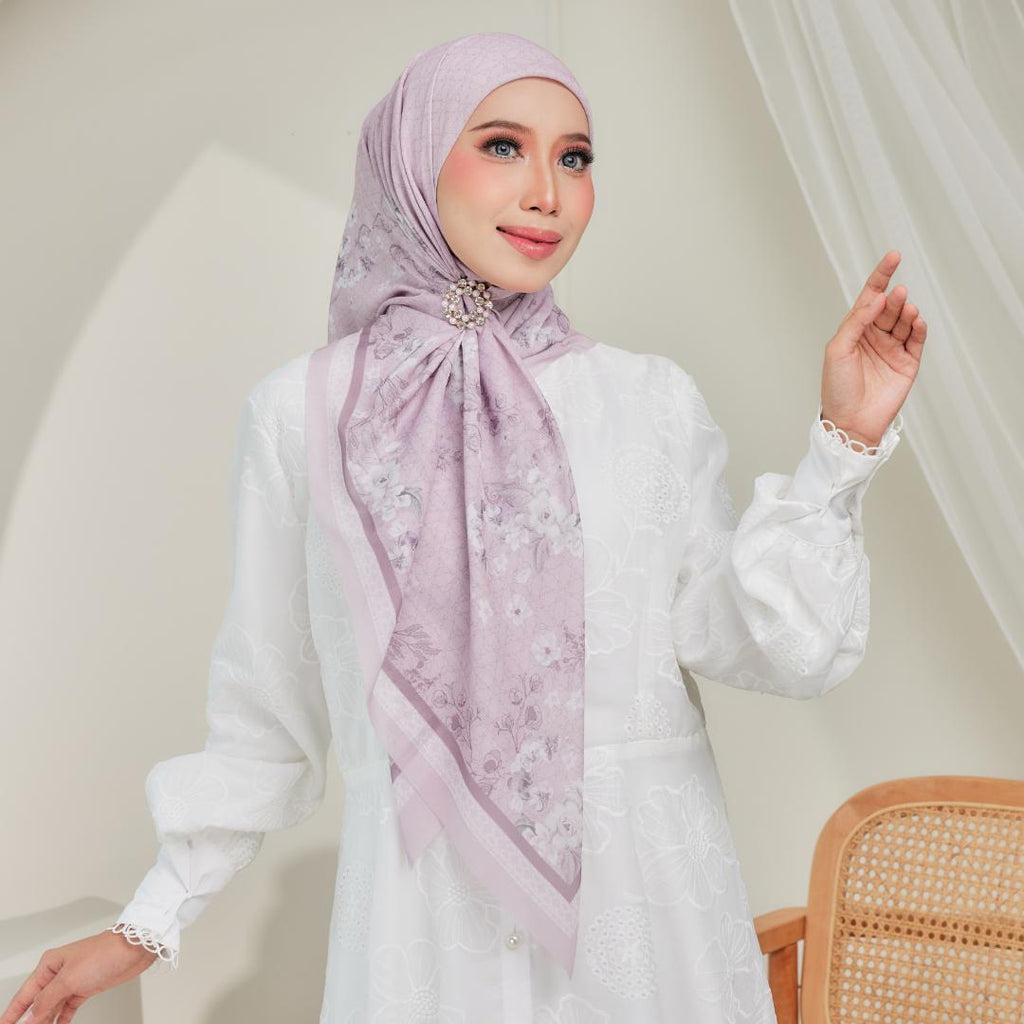 Zeez Scarves tudung bawal cotton bercorak bidang 45+