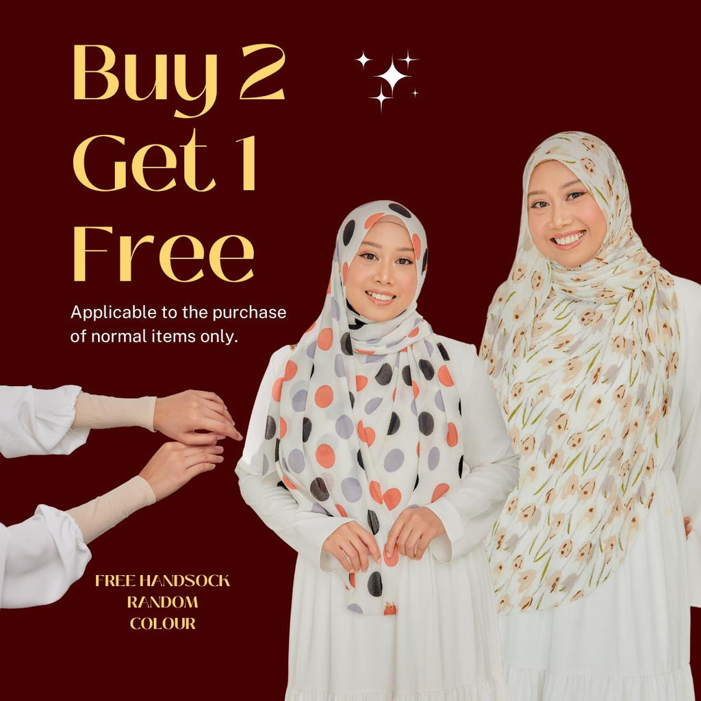 Zeezscarves Tudung Fluer Pleated Scarf Labuh dengan potongan melengkung