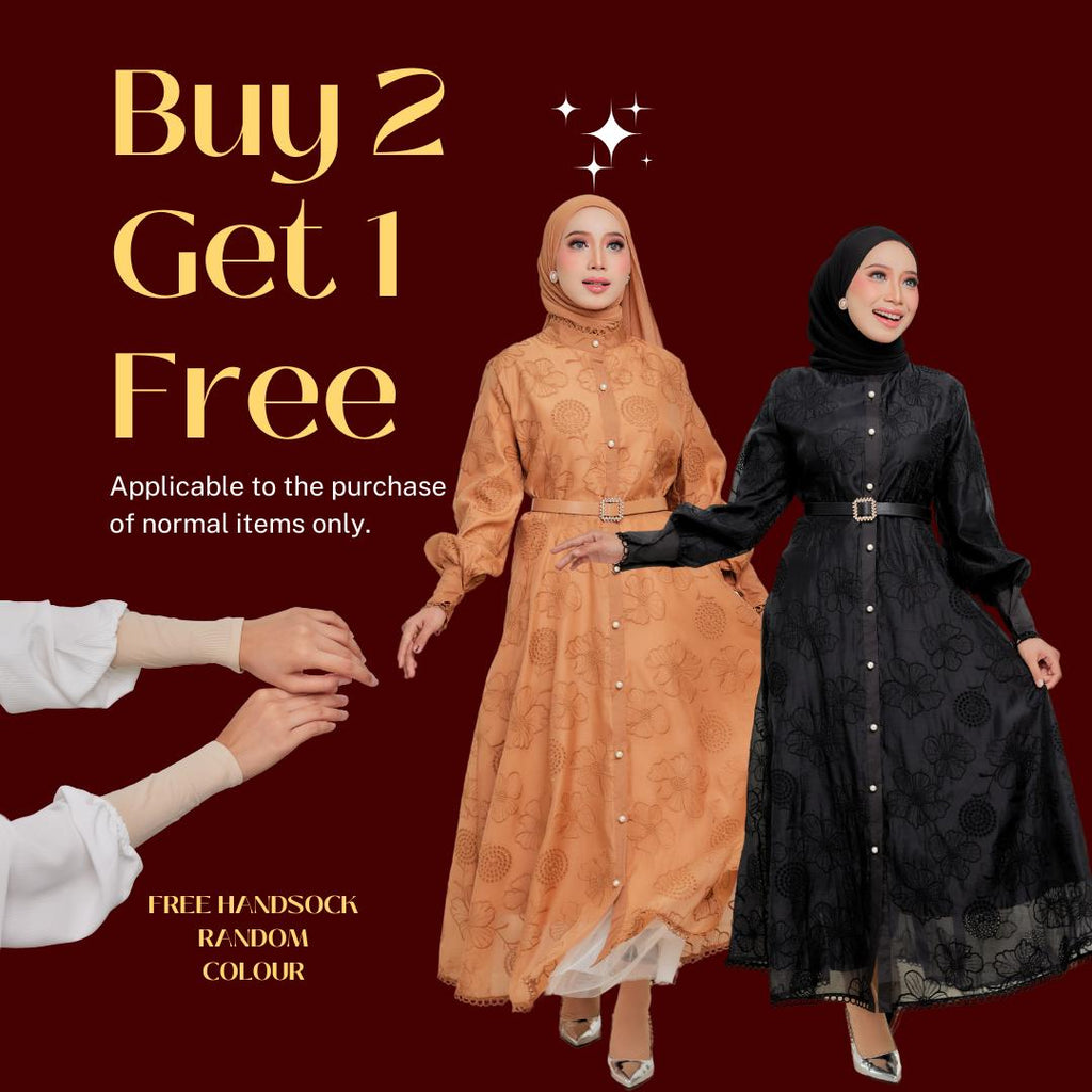 Zeez Scarves Seth Dress Silk Sulam dengan Lining dan Percuma tali pinggang