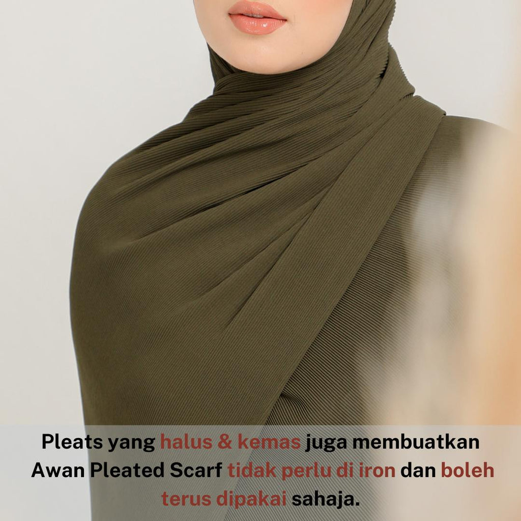 Zeez Scarves Tudung Awan Pleated Scarf Labuh dan lebar