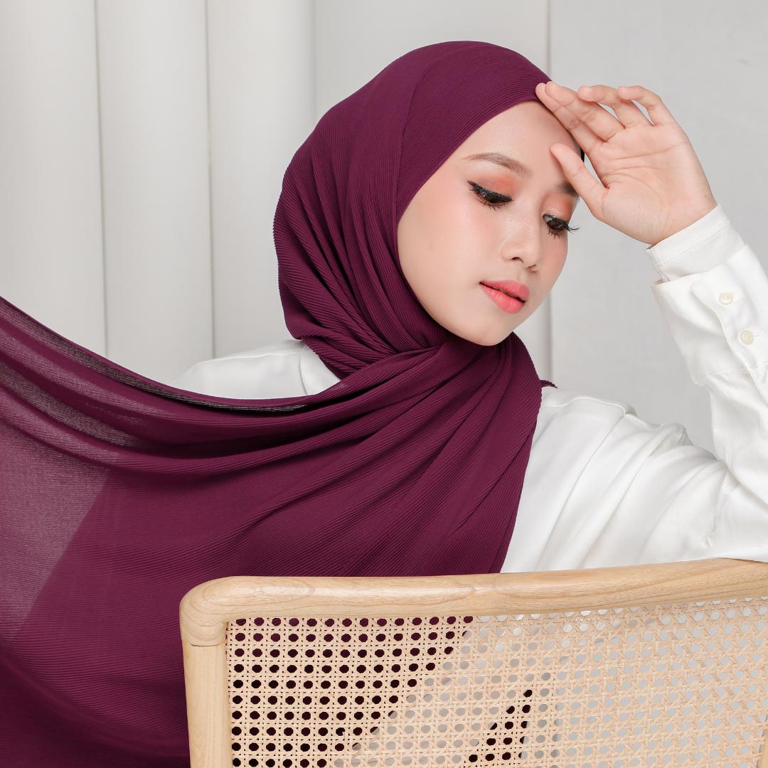 Zeez Scarves Tudung Awan Pleated Scarf Labuh dan lebar