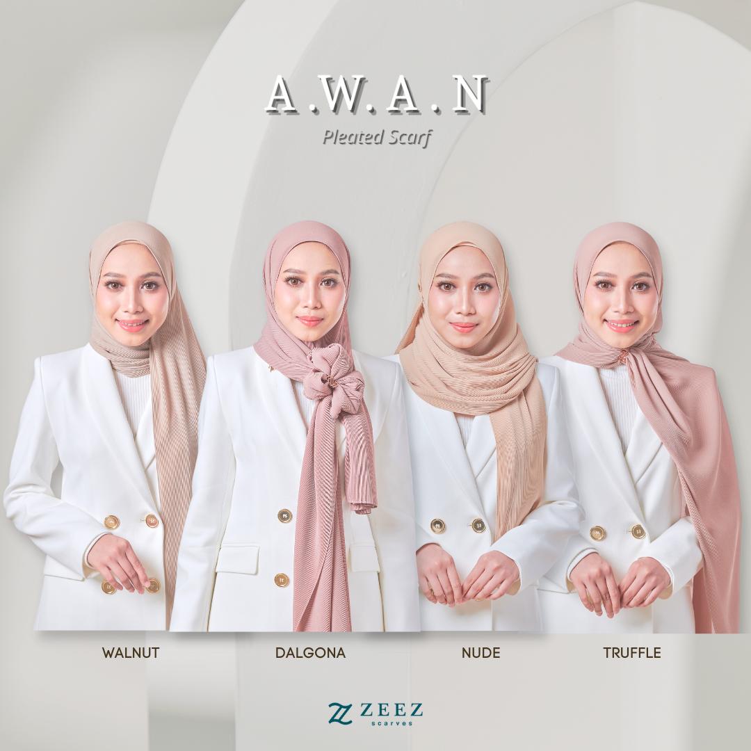 Zeez Scarves Tudung Awan Pleated Scarf Labuh dan lebar