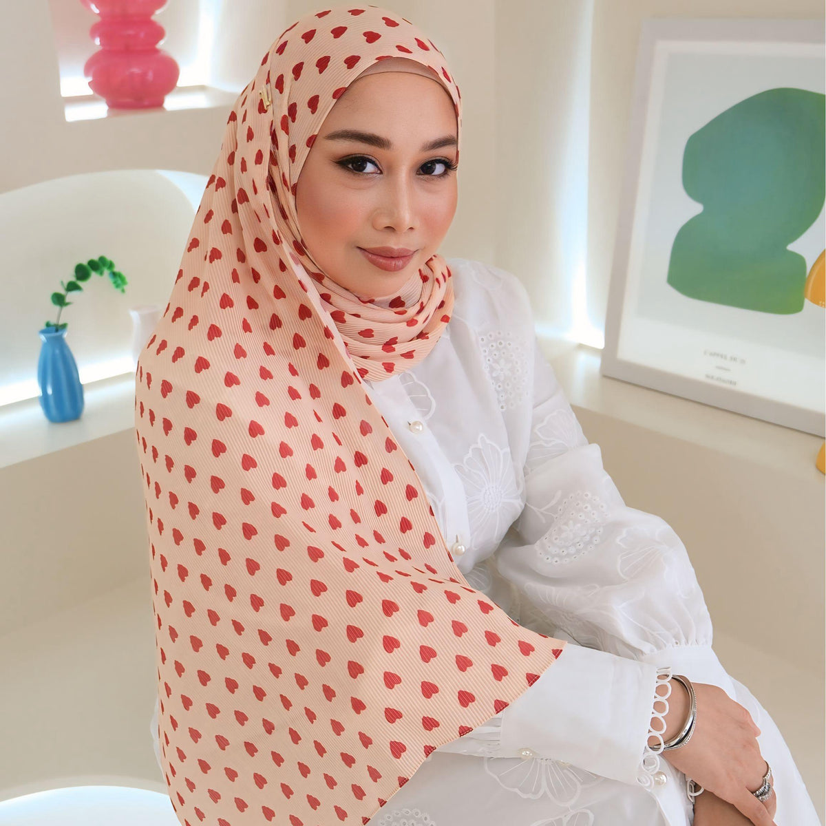 Zeez Scarves - Hanna Printed Pleated Shawl