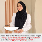 Zeez Scarves Breeze Pleated Shawl Labuh dan Lebar dengan potongan melengkung