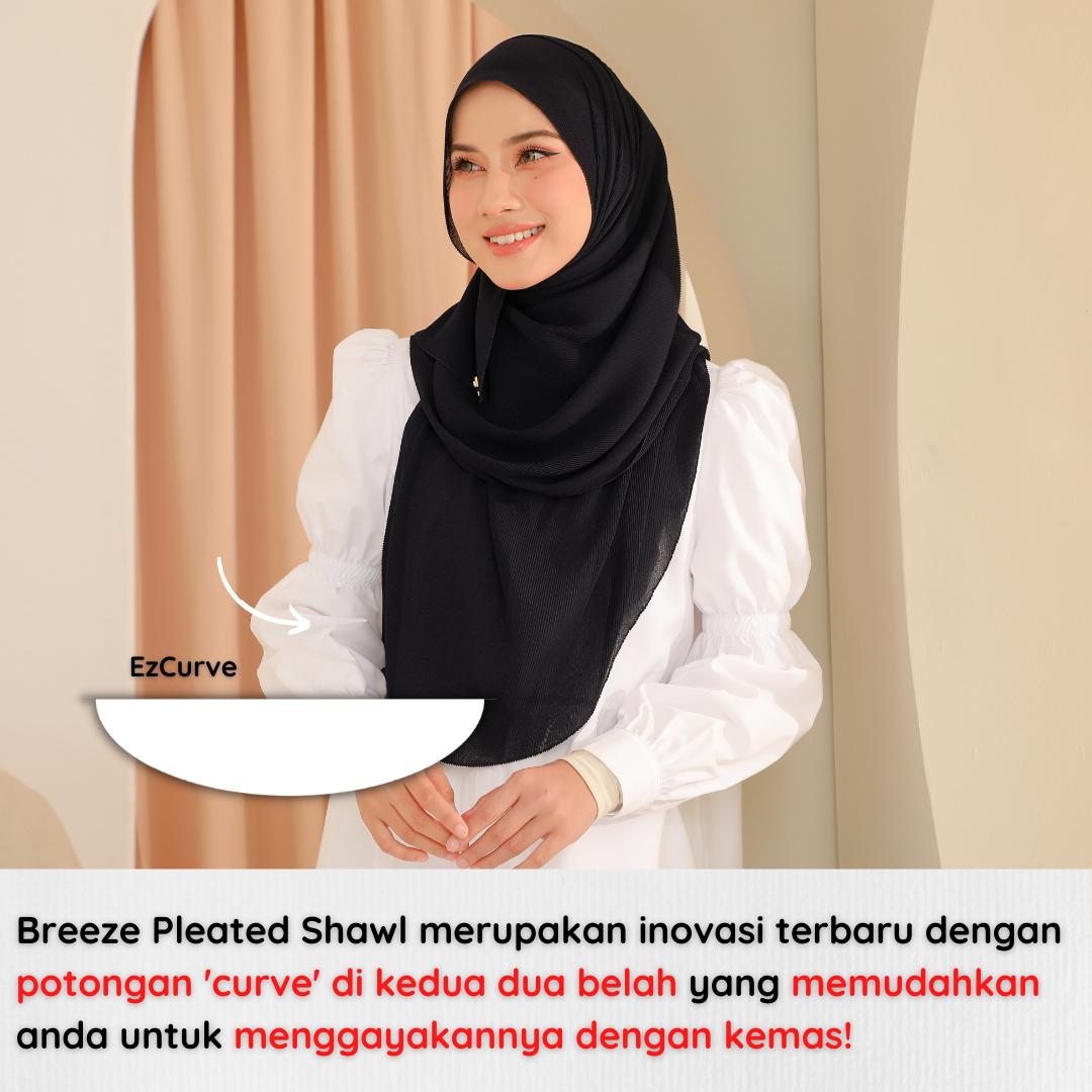 Zeez Scarves Breeze Pleated Shawl Labuh dan Lebar dengan potongan melengkung