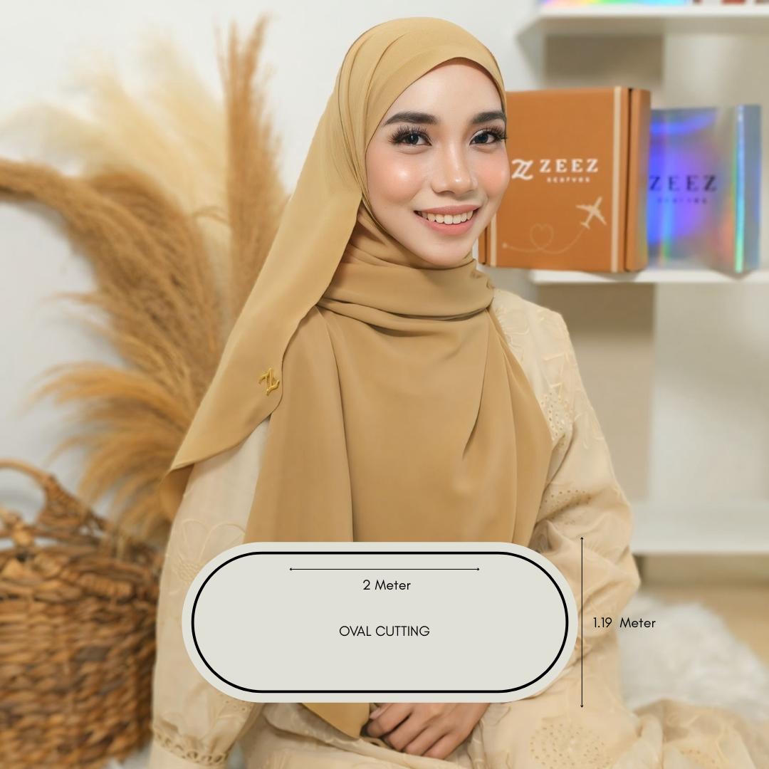 Zeez Scarves Tudung Air Plain Labuh Lebar Tak Jarang