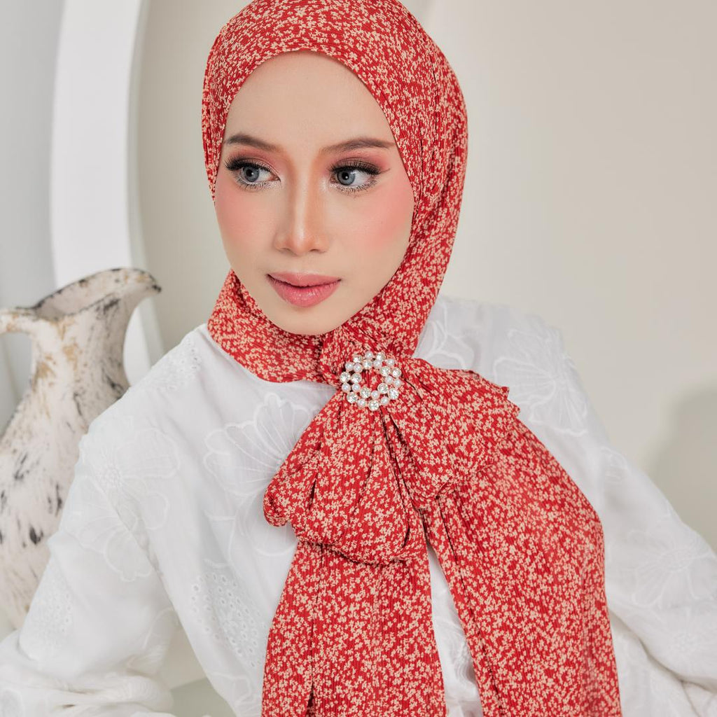 Zeez Scarves Hanna Pleated Bercorak Tak perlu iron 100%