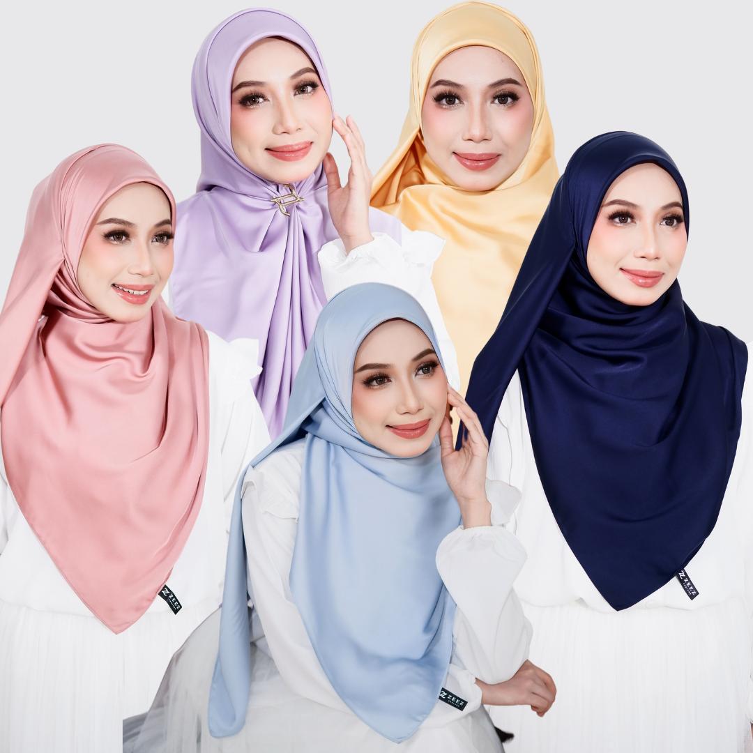 Zeezscarves Aafiya Satin Silk Bawal Empat Segi Bidang 45