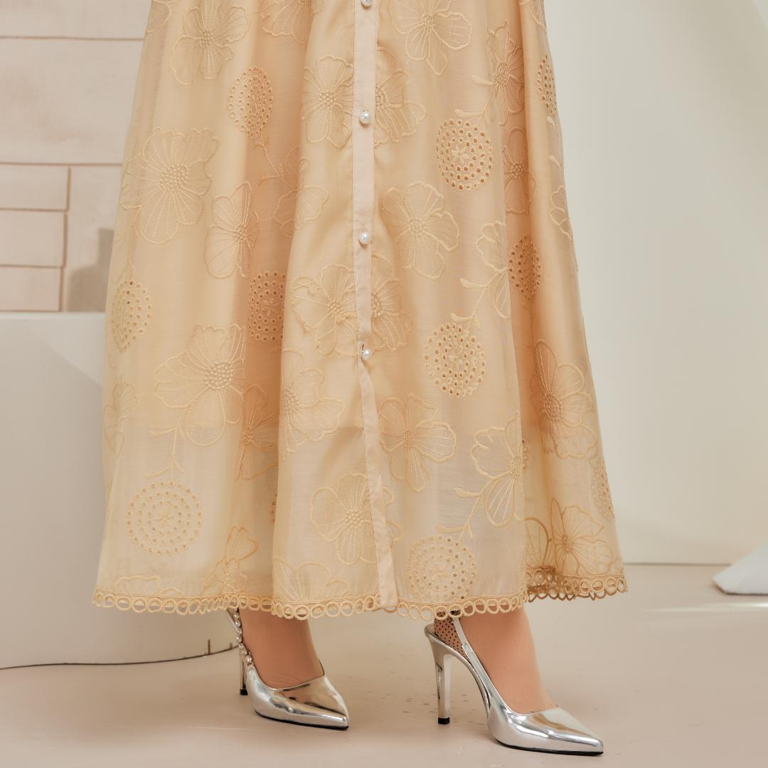 Zeez Scarves Seth Dress Silk Sulam dengan Lining dan Percuma tali pinggang