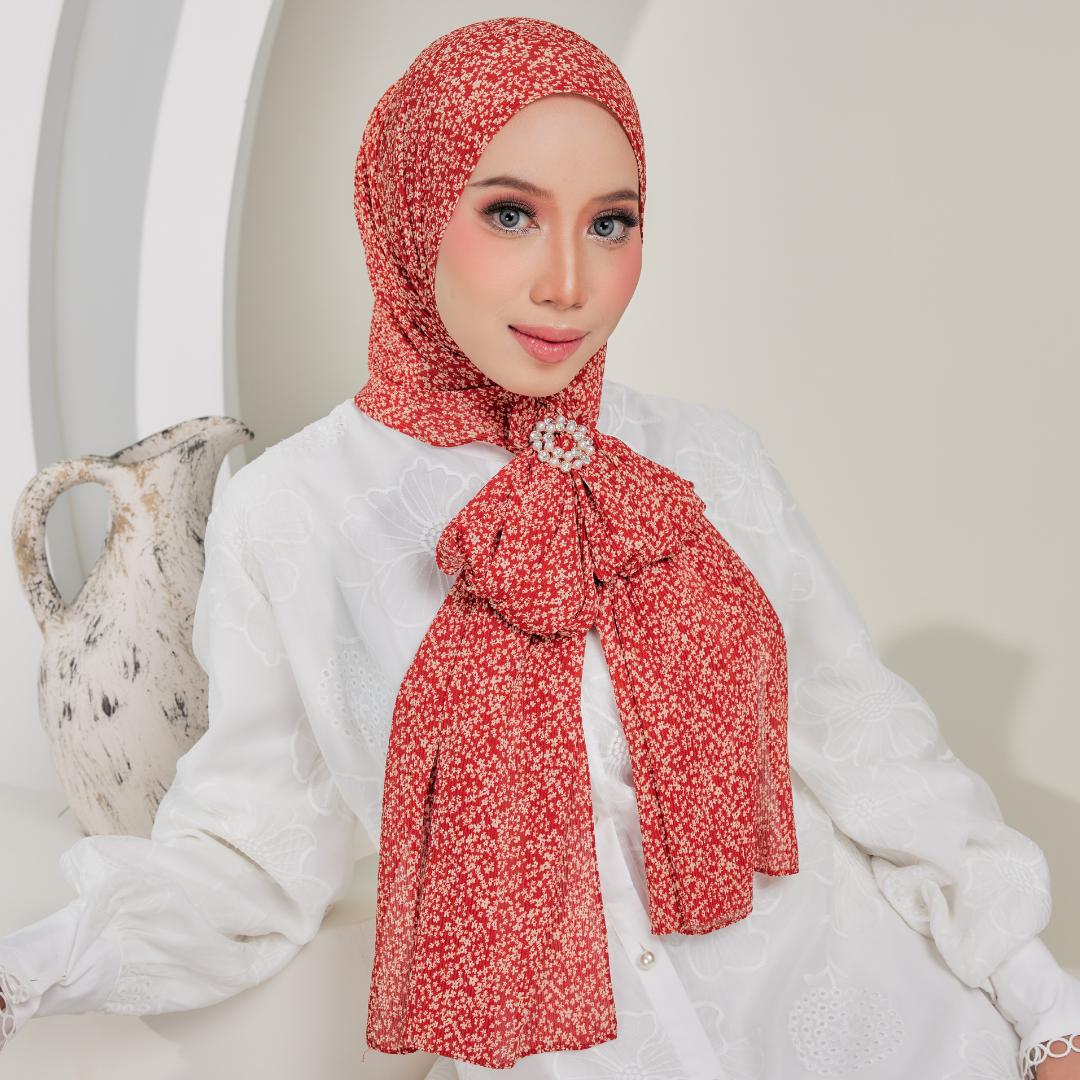 Zeez Scarves - Hanna Printed Pleated Shawl