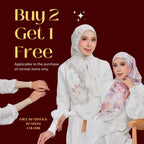 Zeez Scarves tudung bawal cotton bercorak bidang 45+