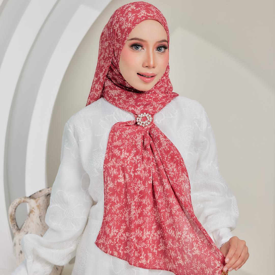 Zeez Scarves - Hanna Printed Pleated Shawl
