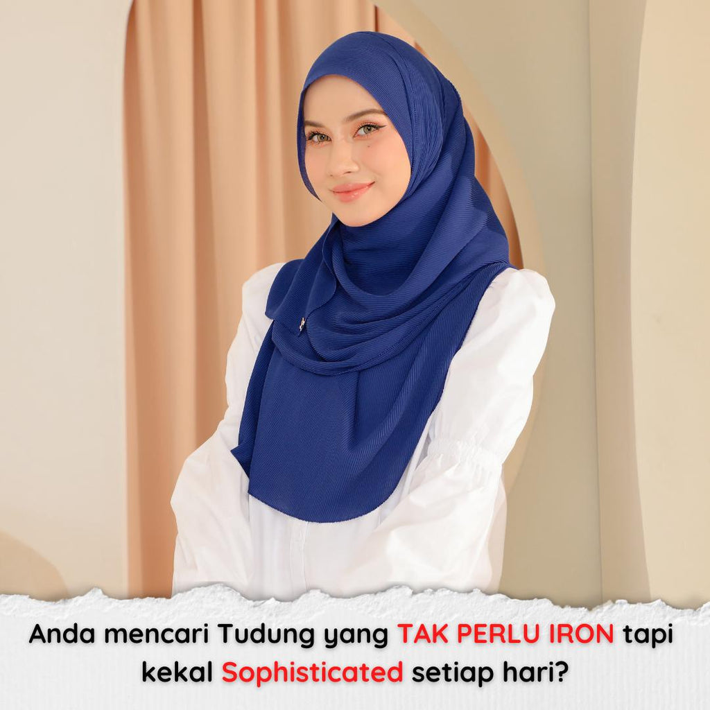 Zeez Scarves Breeze Pleated Shawl Labuh dan Lebar dengan potongan melengkung