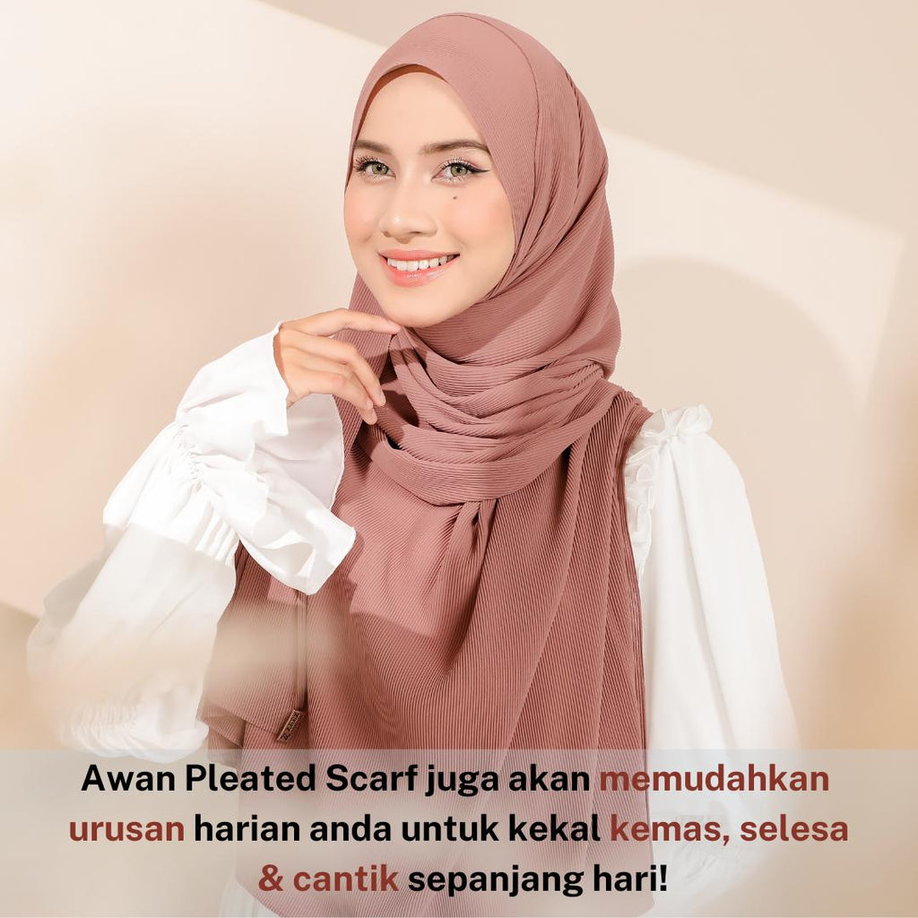 Zeez Scarves Tudung Awan Pleated Scarf Labuh dan lebar