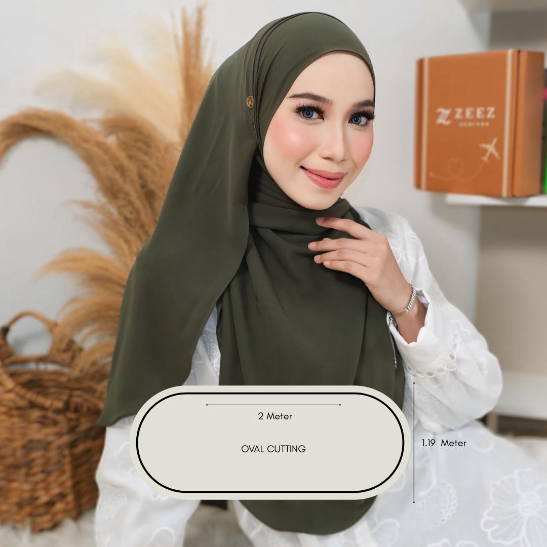 Zeez Scarves Tudung Air Plain Labuh Lebar Tak Jarang