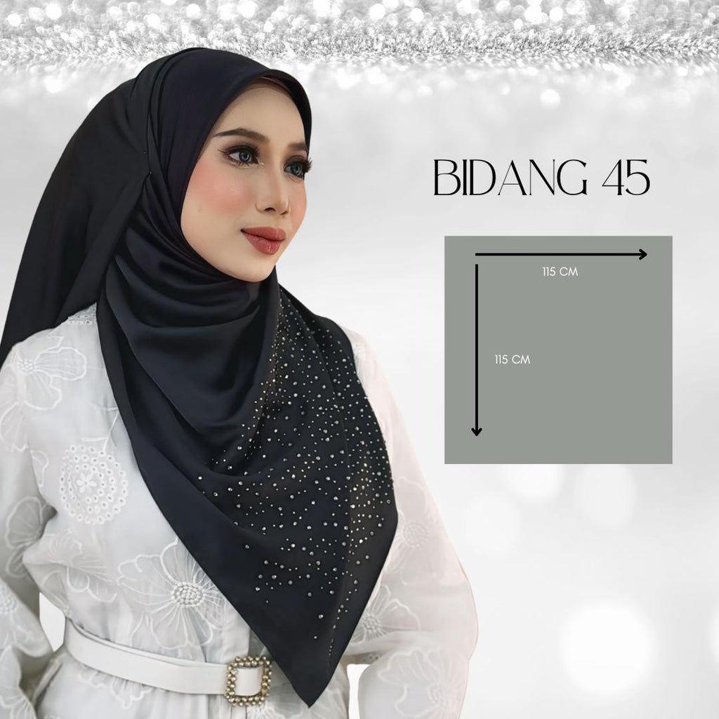 Zeez Scarves Bawal Satin Dazzle Dusk Square Scarf with Diamond