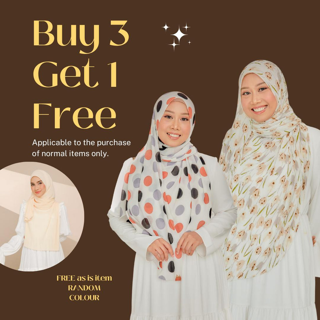 Zeezscarves Tudung Fluer Pleated Scarf Labuh dengan potongan melengkung