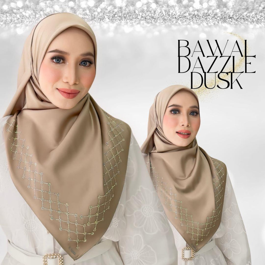 Zeez Scarves Bawal Satin Dazzle Dusk Square Scarf with Diamond