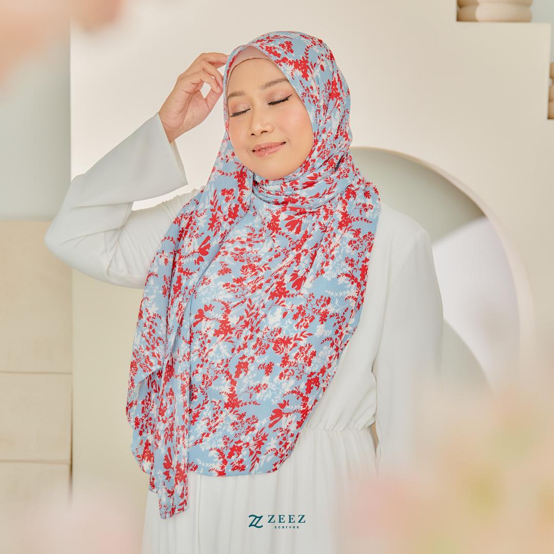 Zeezscarves Tudung Fluer Pleated Scarf Labuh dengan potongan melengkung
