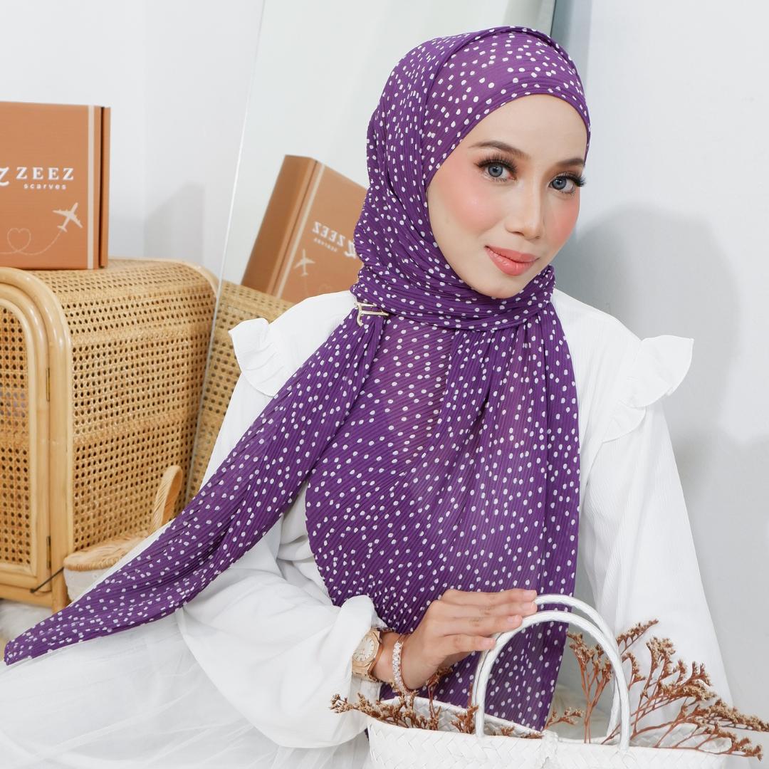Zeez Scarves - Hanna Printed Pleated Shawl