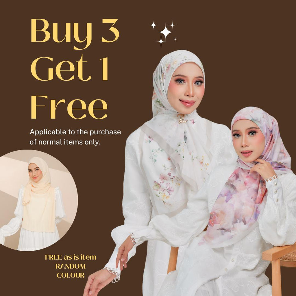 Zeez Scarves tudung bawal cotton bercorak bidang 45+