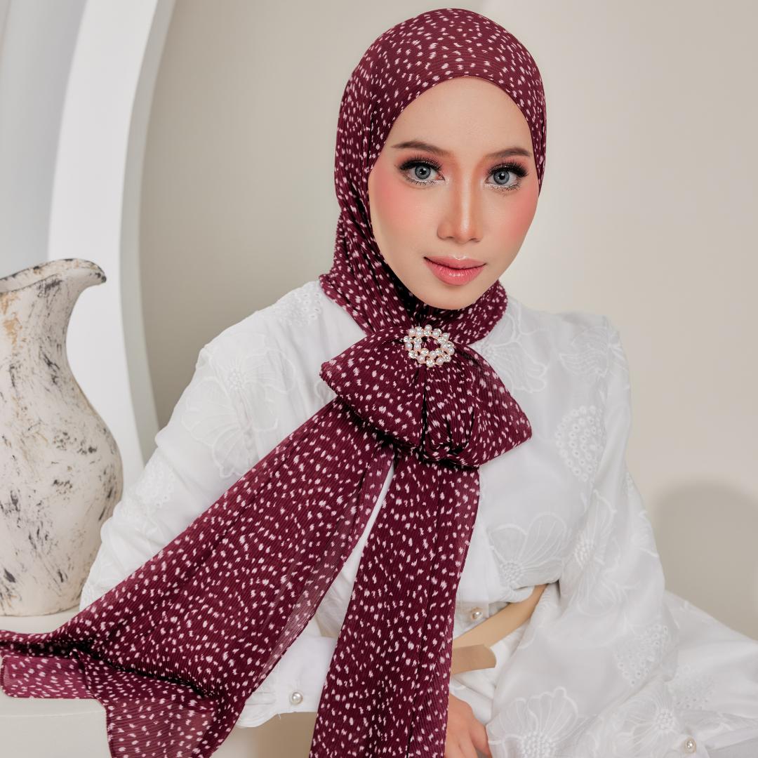 Zeez Scarves - Hanna Printed Pleated Shawl