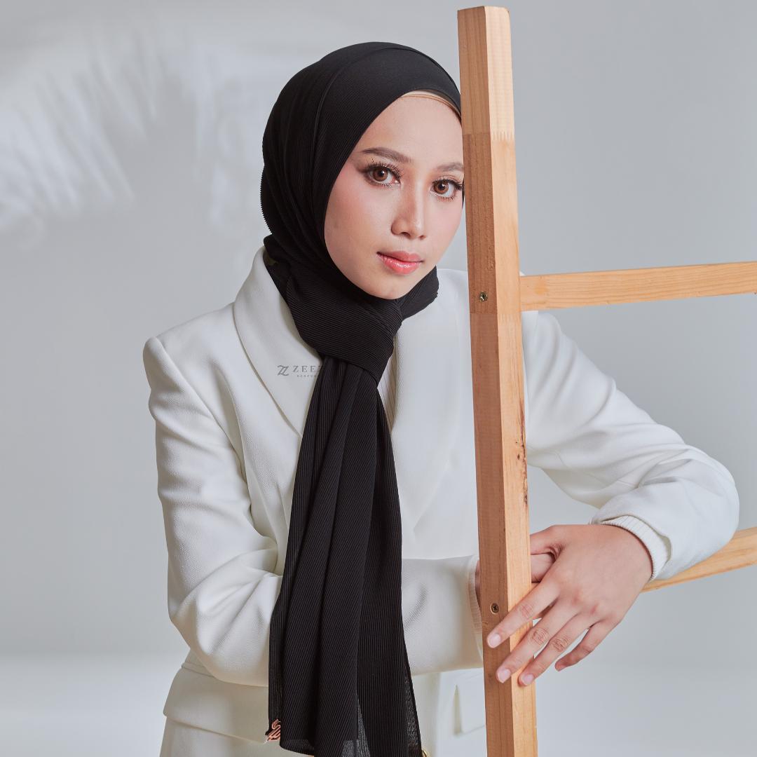 Zeez Scarves Tudung Awan Pleated Scarf Labuh dan lebar