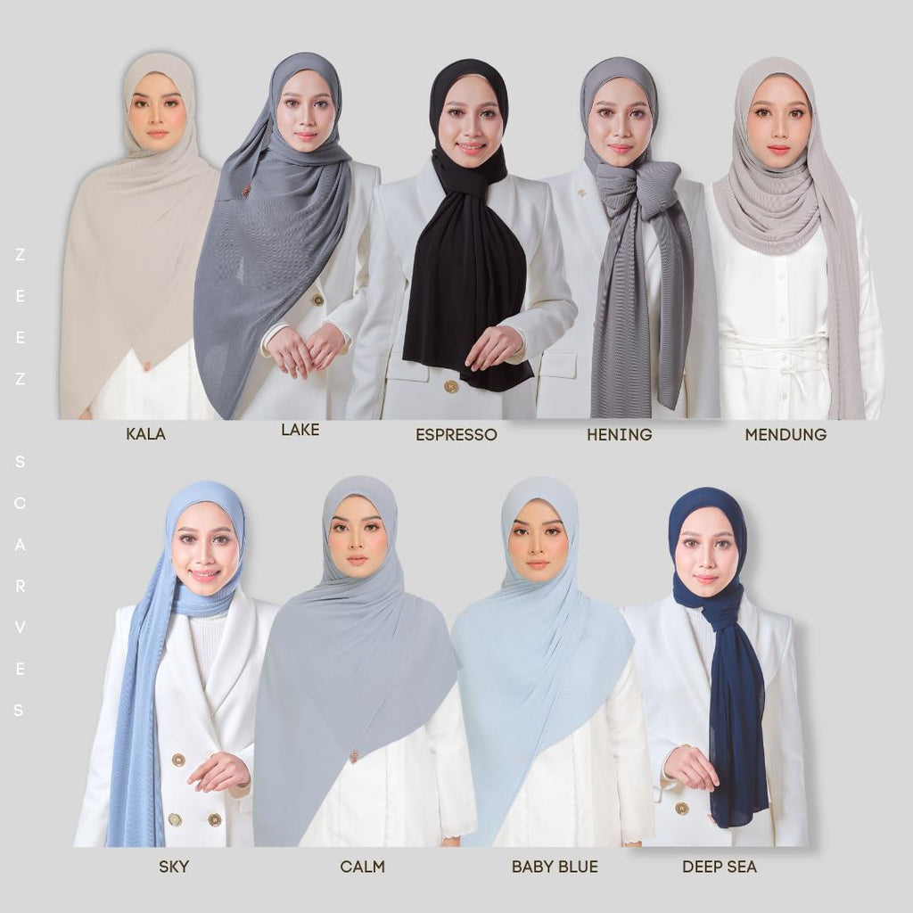 Zeez Scarves Tudung Awan Pleated Scarf Labuh dan lebar