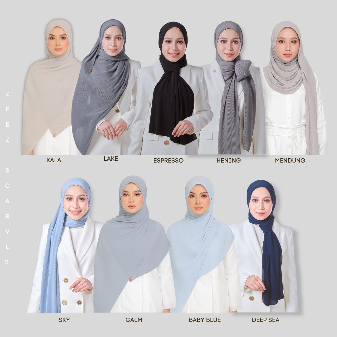 Zeez Scarves Tudung Awan Pleated Scarf Labuh dan lebar