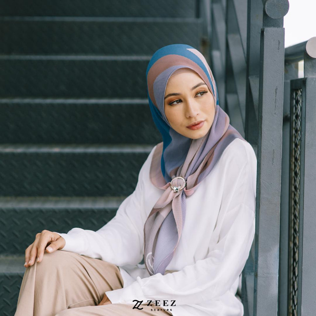 Zeez Scarves Geometrica Pleated Tiga Segi