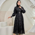 Zeez Scarves Seth Dress Silk Sulam dengan Lining dan Percuma tali pinggang