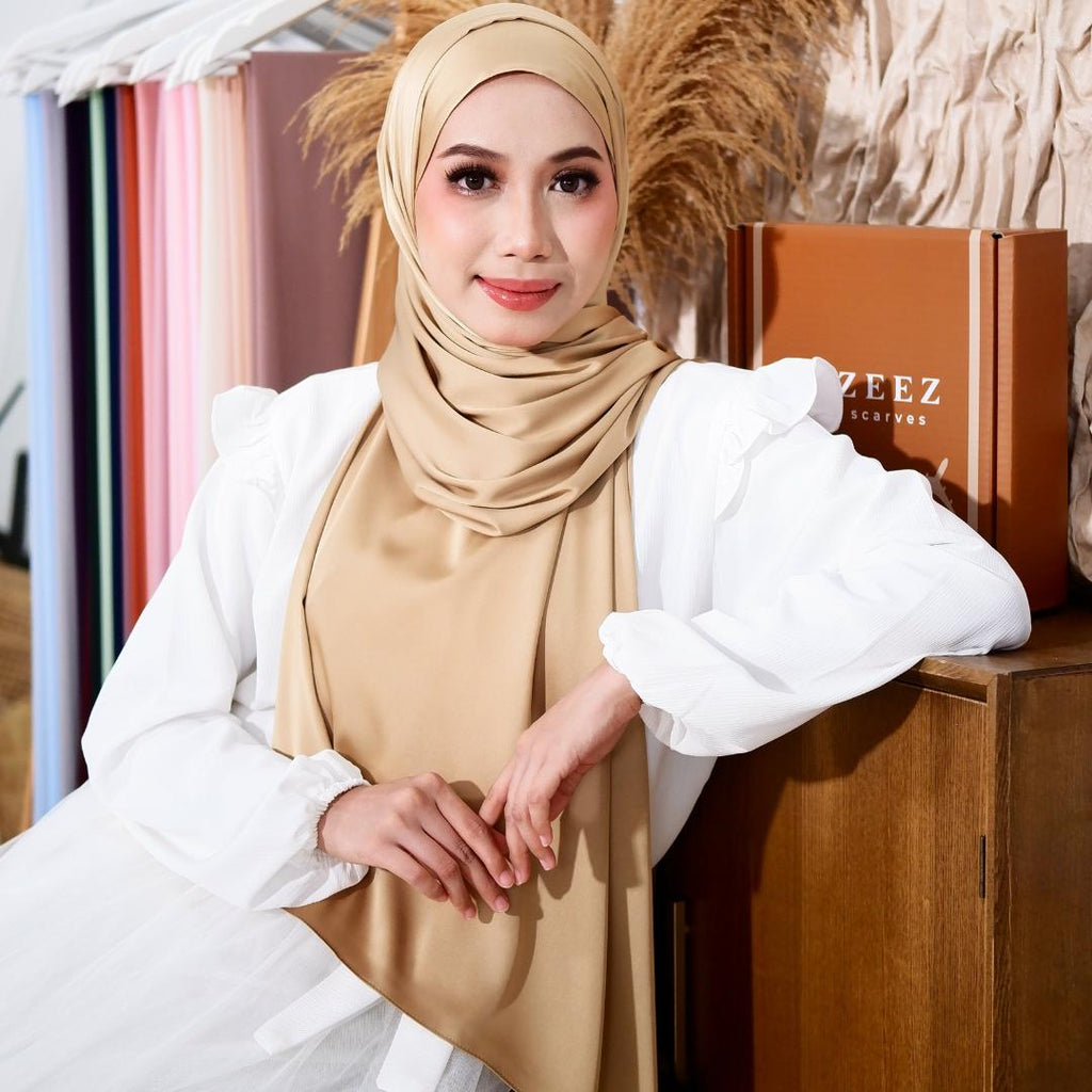 Zeezscarves Aafiya Satin Silk Shawl Selendang Panjang 2 meter