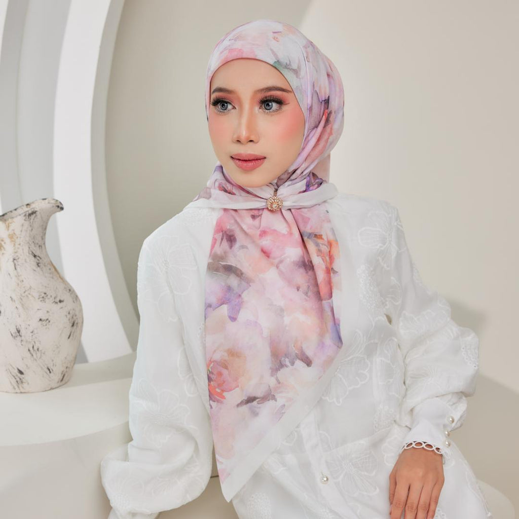 Zeez Scarves tudung bawal cotton bercorak bidang 45+