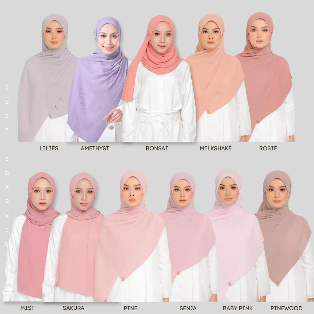 Zeez Scarves Tudung Awan Pleated Scarf Labuh dan lebar