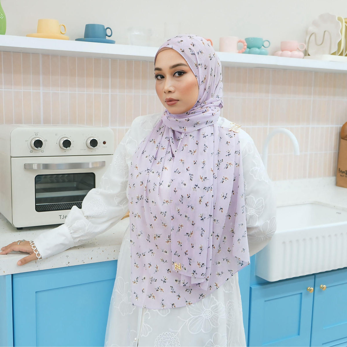 Zeez Scarves - Hanna Printed Pleated Shawl